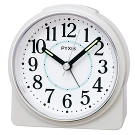 Seiko Clock PYXIS NR451W Alarm Clock, Analog White Pearl, 3.5 x 3.4 x 1.9 inches (89 x 86 x 47 mm)