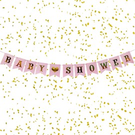 Baby Shower Banner Baby Shower Girls Bunting, Baby Banner Girl Its a Girl Baby Shower Banners for Gender Reveal Party Glitter Birthday Party Decorations Party Supplies