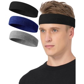 Tanluhu Sweatbands Sport Headbands for Working Out, Execise, Tennis, Basketball, Running - Terry Cloth Athletic Sweat Cotton Headband Outdoor for Men & Women