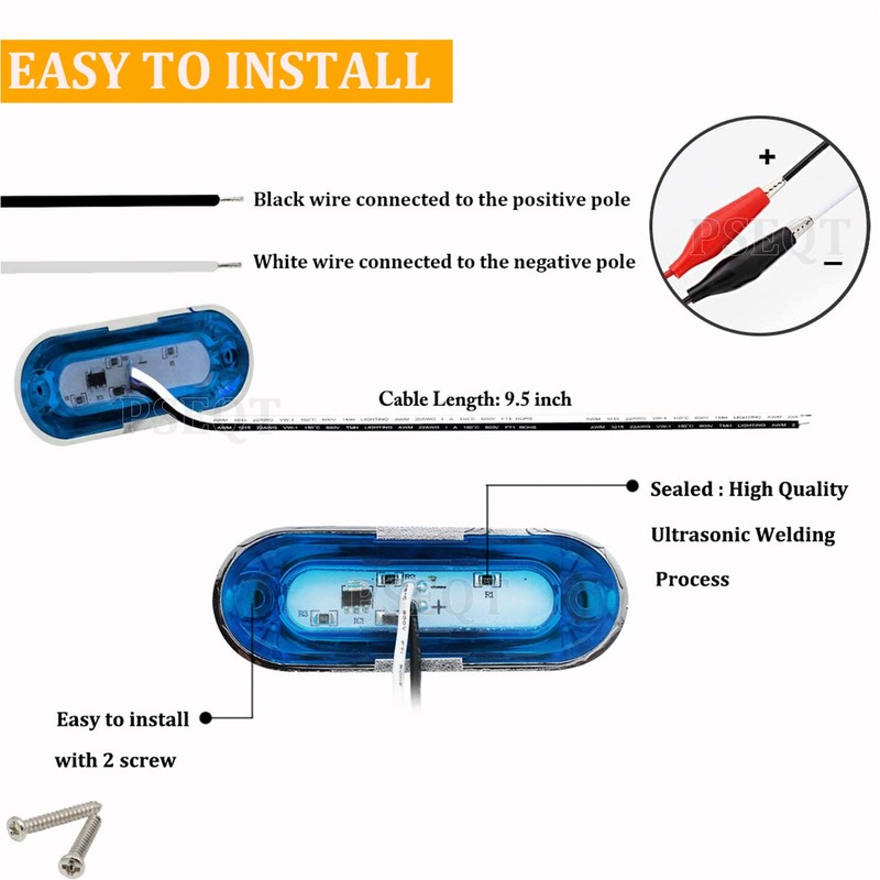 PSEQT 3.8'' Waterproof Boat Marine LED Lights Courtesy Interior Deck