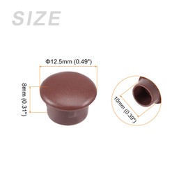 METALLIXITY Screw Hole Plugs (10mm Dia x 12.5mm Cap Dia x 8mm H) 30Pcs, Plastic Shelf Peg Cap Cover Button - for Kitchen Cupboard Furniture, Brown