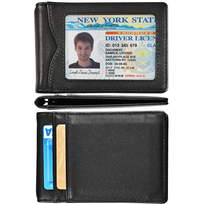 kinzd Slim Wallet with Money Clip RFID Blocking Minimalist Bifold