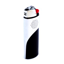 Kasher Mandala Lighter Case with Lighter - Stylish & Durable Construction - Lightweight, Portable Multipurpose Tool -Stainless Steel Accessory for Versatile Usage as Cutter for Opening Box (Silver)