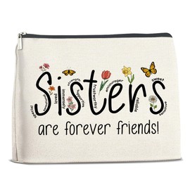 LGLZSHP Best Sister Gifts from Sister Makeup Bag Gifts for Sister Birthday Christmas, Sisters Are Forever Friends Zipper Makeup Pouch Cosmetic Bag