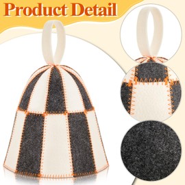 JaGely 1 Pcs Checkered Sauna Hat Wool Banya Hat for Men Women Sauna Cap to Protect Hair Finnish Cap Felt White, Gray