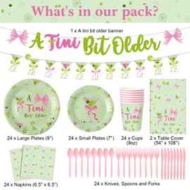 Zhehao 172 Pcs a Tini Bit Older Party Decorations Include Martini Tablecloth Banners Plates Napkins Tableware Set for Girls Women Martini Birthday Party Bachelorette Bridal Shower Wedding Serve 24