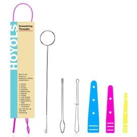 HOLYOS Juego de 7 enhebradores de cordón Bodkin, gancho para coser bucle, roscas elásticas, pinzas de metal, rápida y fácil de reroscar cuerdas de reemplazo para correas de cinturones de correas y tiras