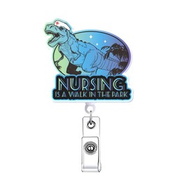 Nursing is A Walk in The Park Dinosaur Badge Reel Retractable for Nurse, Medical Nursing Nurse Gifts, Funny Badge Holder, RN CNA PCT LVN Nursing Student Badge Clip Office ID Card Accessorie