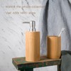 ABBI NIMO Natural Bamboo Liquid Soap Dispenser with Silver Plastic