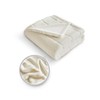Dual-Sided Faux Rabbit Fur Throw Blanket, 50" x 60", Cream