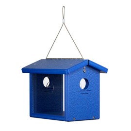 Kettle Moraine Recycled Bluebird Mealworm Feeder Hang or Mount (Blue, Blue)