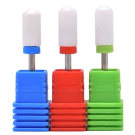 3 Pcs/Set Ceramic Nail Drill Bits Set Manicure Machine Accessories Professional Electric Nail Drill Bits for Acrylic Nails Nail Art Tools Size 3/32" (Barrel Ball Top, Coarse+Medium+Fine)