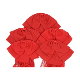 PACK OF 5 LARGE MEXICAN CHARRO BOW TIE WITH ELASTIC BAND AND 100% HANDMADE TIP (RED)