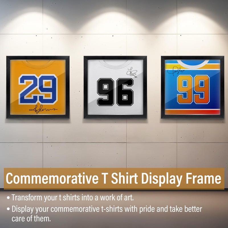 Dunkive T-Shirt Display Frame, 13" x 13" Black Wood T-Shirt