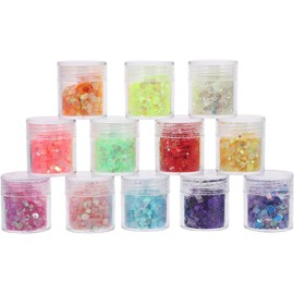 Housoutil 12 Cajas de Purpurina Corporal Brillante Lentejuelas Pet, Segura y Portátil para Maquillaje Facial y Corporal en Fiestas y Eventos