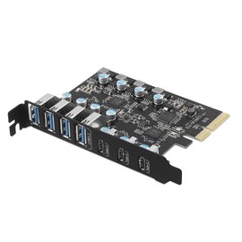 Farboko 7-Port USB 3.2 Gen 2 PCI Express (PCIe) Expansion Card 10 Gbps (4 Type-A and 3 Type-C Ports), PCIe USB Motherboard Card for PC Desktop, No External Power Required