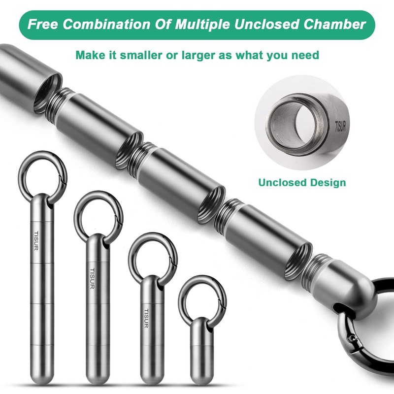 Large Keychain Pill Holder.TISUR Titanium Pill Case Waterproof Pill Fob