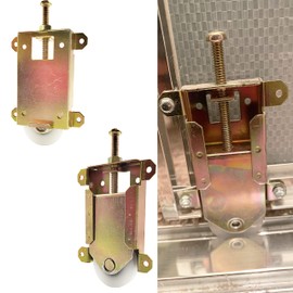 Sliding Mirror Door Rollers Assembly Fit Contractors Part #W8020C, 1-1/2" Nylon Concaved Wheels, 2-1/2" Hole Centers, Top Adjustable, Yellow Zinc Plated, 2 Pack