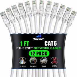Maximm - Cable Ethernet CAT6 (1 pie), color blanco