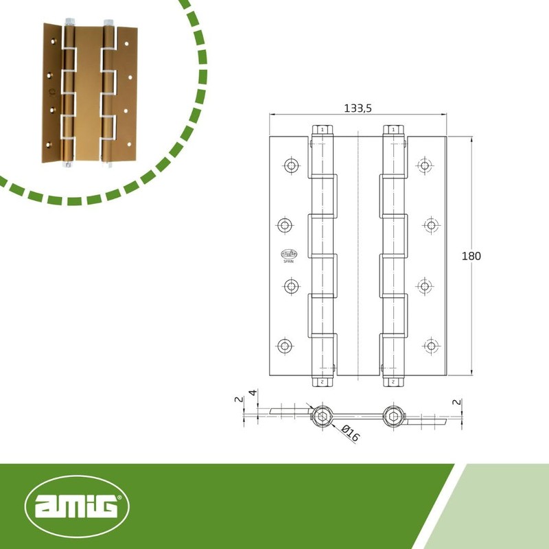 AMIG Double Hinge Accessories 3035 - 180 x 133.5 x