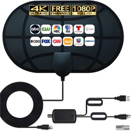 TV Antenna Indoor for Local Channels - 4K HD Amplified Digital HDTV Antenna with Signal Booster - 360° Long Reception TV Aerial Support All Types TV