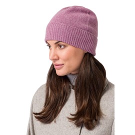 Style Republic Women’s Ribbed Beanie, Cashmere Wool, Soft & Stretchy with Ribbed Edge, Warm Hat for Winter (Dull Rose)