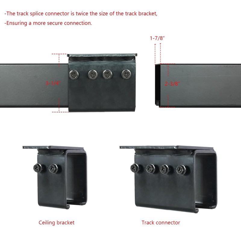 DIYHD 8FT Ceiling Mount Black Sliding Barn Door Hardware, Low