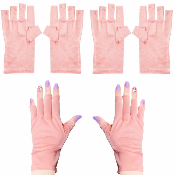 2 Pairs Anti-UV Gel Manicure Gloves, Sun Protection Gloves for Gel Nail Lamp, Reusable Fingerless UV Light Gloves for Nail Art to Protect Hands from UV Light Lamp Dryer