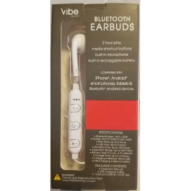 Vibes Wireless Bluetooth Earbuds - Built in Mic/2 Hour Play/Media Buttons