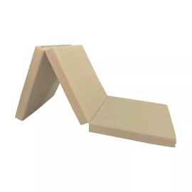 Danfuton Tan Trifold Foam Bed, Shikibuton, Sleepover Folding Ottoman Bed 3 x 27 x 75