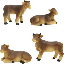 FADEDA 4 x cows, height: 4 cm, hand-painted, detailed nativity scene figures, Christmas table decoration, nativity accessories