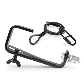 beamz BC50B-50 Quick Lock G-Clamp with Safety Cable, 50kg Load, Black Metal Stage Lighting Clamp Set, Fits 50mm Truss, Stage Lighting Clamps, Half Coupler Clamp