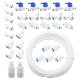 Ellbest 32pcs 1/4" Quick Connect Water Purifiers Tube Fittings, Tubing Hose Pipe 10 Meters (32.8 Ft) Push Fit Fittings Pipe for RO Water Reverse Osmosis System Water Filters (White)