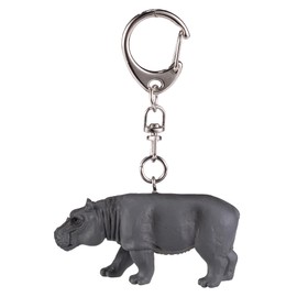Mojo 387489 Hippo Animal Figure Keychain, gray