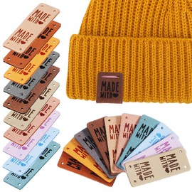 SEWACC 50Pcs Pu Leather Labels Handmade LeatherLabels Knitting Crochet Tags Label Tags for Handmade Items Crochet Decorate
