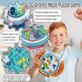 JRD&BS WINL Super Brain Games For Kids 3-12 Challenge 3D Maze Game Brain Teaser Puzzles Toys For Kids Sequential Maze Ball Puzzle Game Gifts for Kids Teens Adults Labyrinth Game Marble Maze(Orange)