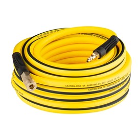 SANFU Hybrid Air Hose 3/8”ID x 100FT, 300PSI Durable, Lightweight, With 1/4” Premium Brass Coupler and Plug, Bend Restrictors, Yellow&Black(100’)