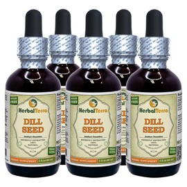 Dill Seed (Anethum Graveolens) Tincture, Organic Liquid Extract (Brand Name: HerbalTerra, Proudly Made in USA) 5x2 fl.oz (5x60 ml)
