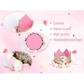 Hitopin 1 Piece Birthday Baby Crown with Number 3, Baby Princess Crown Birthday Crown Hair Band Hair Accessories Princess Birthday Crown Girl Headband Birthday Hat (Pink)
