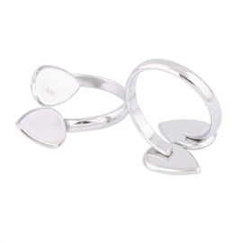Reidgaller 20pcs Stainless Steel fit 8x13mm Teardrop cabochon Ring Bezel Setting Blanks DIY Adjustable fingerring Base for Jewelry Making Supplies
