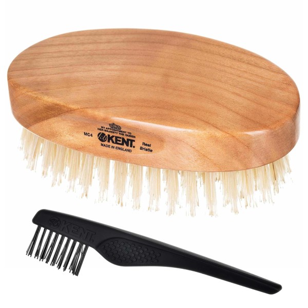 Kent MC4 Men's Hair and Beard Brush Kit: Exfoliating Natural