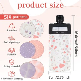 Tavvke 6 Pcs Leak-Proof Refillable Compression Bags, 90ml Travel Squeeze Pouches for Shampoo, Conditioner, Lotion, and Hand Soap (Pink and Purple)