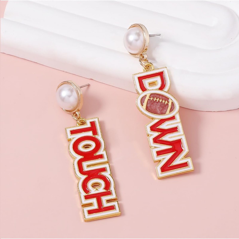 Game Day Earrings for Women Football Touch Down Letter Statement