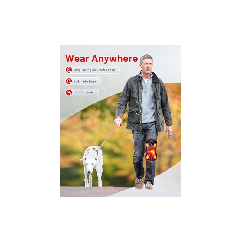 Upgraded PRO Red Light Therapy Knee Brace & 4 Vibration