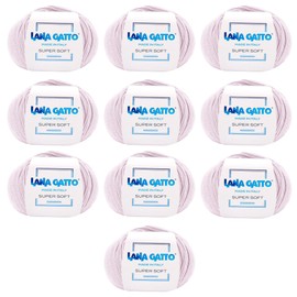 Super Soft Yarns for Crocheting and Knitting 100% Merino Wool Soft Yarn, Extrafine Wool Made in Italy by Lana Gatto Super Soft Line, 18 oz 1370 yd (10, Pink - 5284)