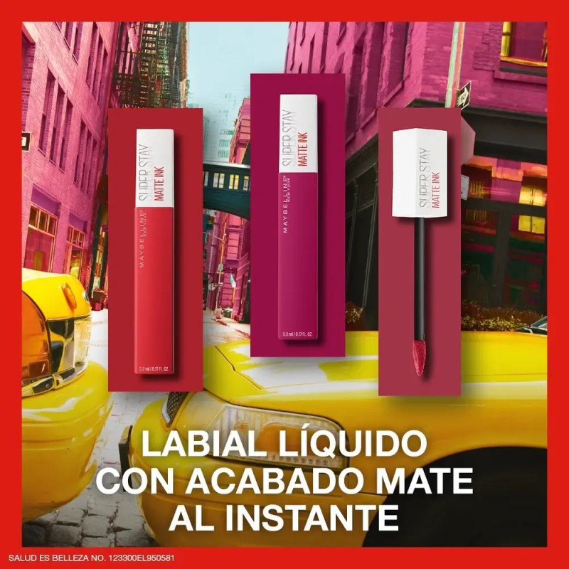 Maybelline Labial líquido Superstay Matte Ink 5ml, dura hasta 16H,