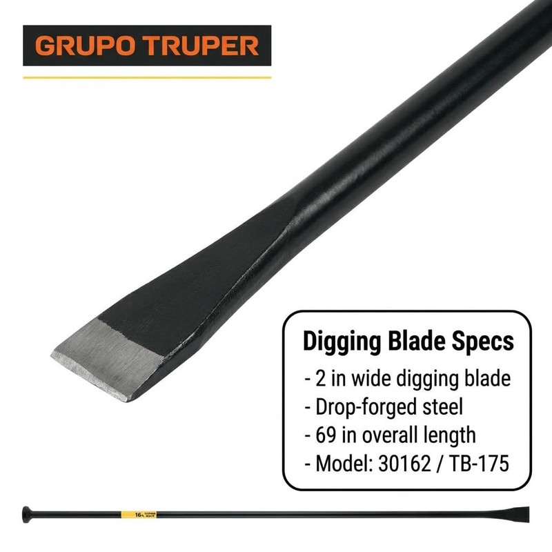 Truper Post Hole Digger & Tamping Bar, 69-Inch, 16-Pound Heavy-Duty