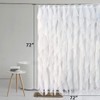 Reisen White Ruffle Shower Curtain Fabric / Cloth Farmhouse Bathroom
