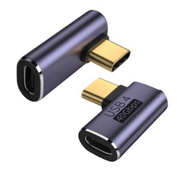 2 Pack 40Gbps Right Angle USB C Adapter, 90 Degree USB C Male to Female Adapter, 100W Fast Charging for Mac Book, Supports 8K@60Hz Video Transmission, Compatible with Thun derbolt 3/4 and USB4