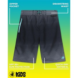 Body Glove Boys Swim Trunks - 2 Pack UPF 50+ Quick Dry Board Shorts Bathing Suit Kids Swimwear with Pockets (Sizes: 8-18), Size 8, Blue Stripes/Black Dots